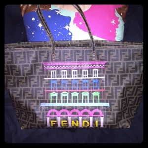 Fendi zucca roll tote palazzo print